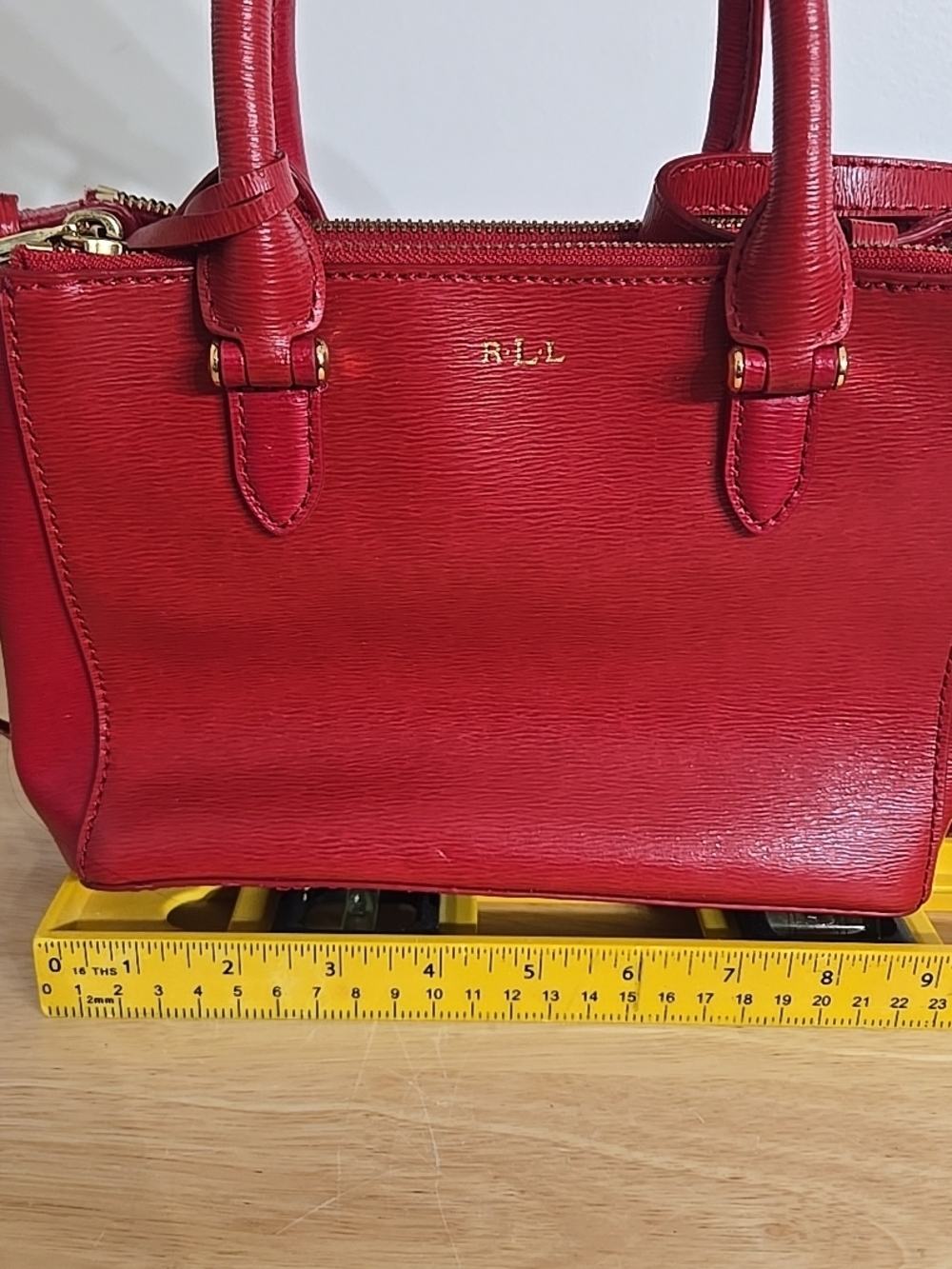 Ralph Lauren Mini Newbury double zip satchel bag Red - Picture 4 of 16